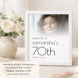 Minimal Photo Overlay Welcome 70th Birthday Party Poster