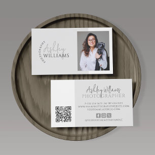Minimal Photo Photography QR Code  Business Card