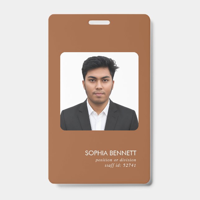 Minimal Photo Professional Identity Design ID Badge (Front)
