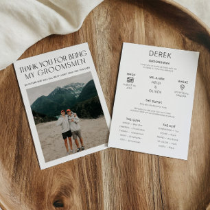 Minimal Photo Proposal Request Groomsman Info Card