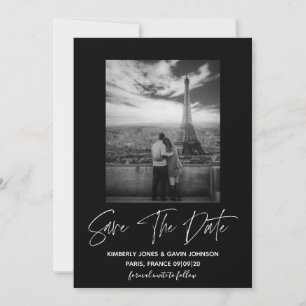 Minimal Photo Save the Date   Black and White