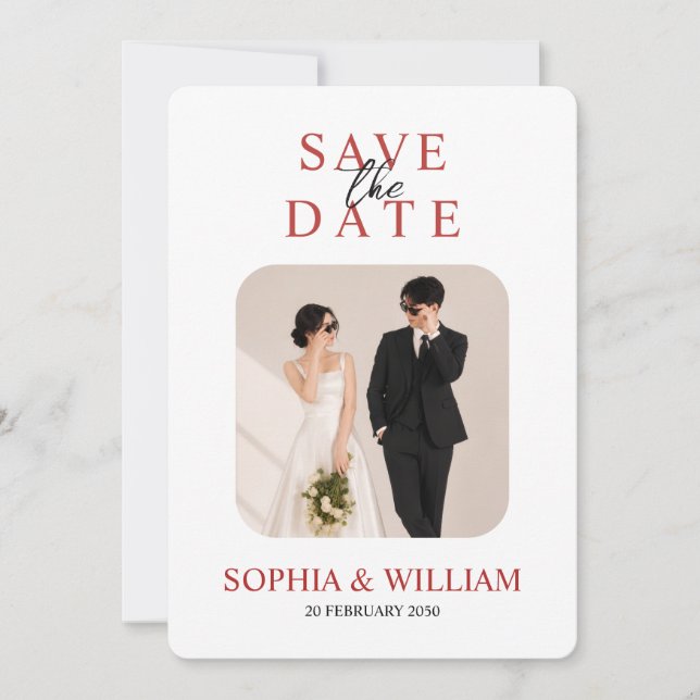 Minimal Photo Save the Date Card (Front)