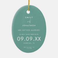 Minimal Photo Text Teal Save The Date
