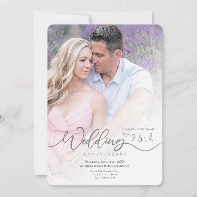 Minimal Photo Wedding Anniversary Invitation (Front)