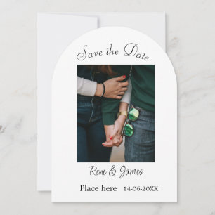 Minimal photo white black classic elegant save the invitation