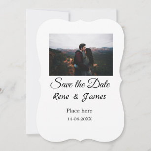 Minimal photo white black classic elegant save the invitation