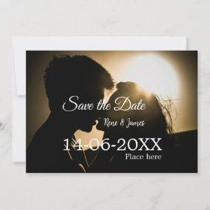 Minimal photo white black classic elegant save the invitation