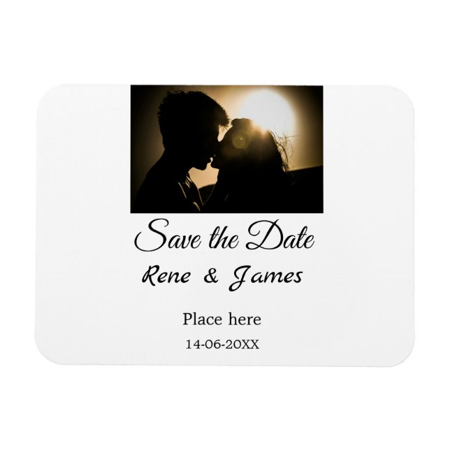 Minimal photo white black classic elegant save the magnet (Horizontal)