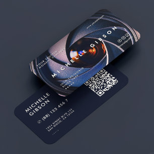 Minimal Photographer Camera Shutter Lens Modern Business Card