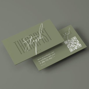 Minimal Physical Therapist Signature Sage Modern Business Card