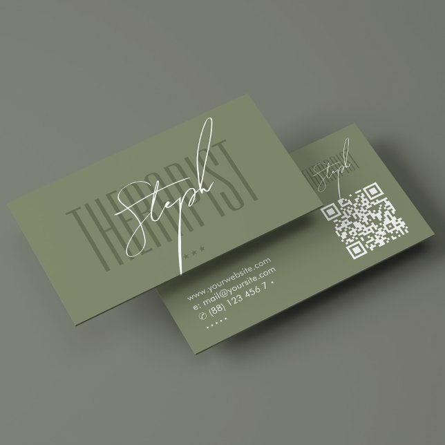 Minimal Physical Therapist Signature Sage Modern Business Card (Minimal Physical Therapist Podiatrist Sage Modern Business Card
)