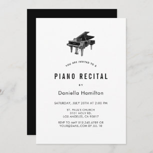 Minimal Piano White Recital Invitation