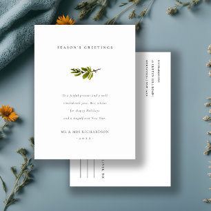 Minimal Pine Branch Christmas Season's Greetings Holiday Postcard