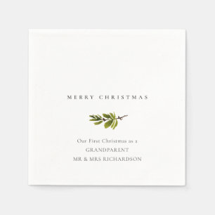 Minimal Pine Branch Our First Merry Christmas Napkin