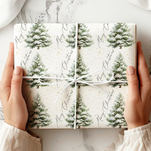 Minimal Pine Tree Merry Christmas Wrapping Paper