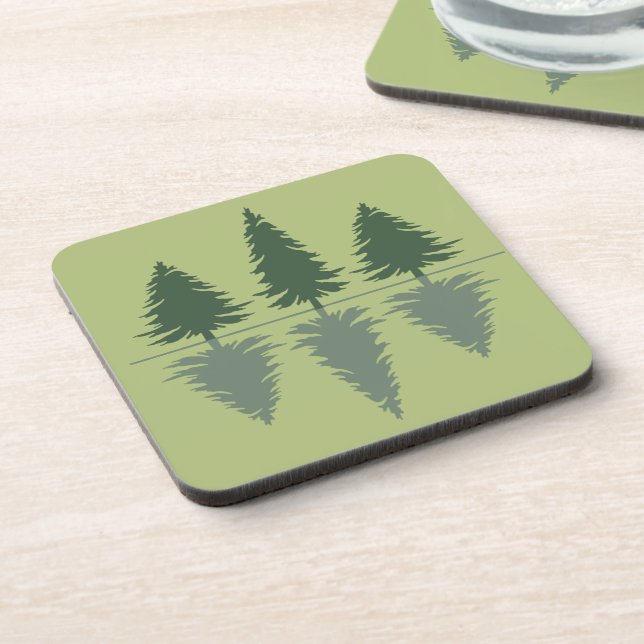 Minimal pine trees reflection forest coaster (Left Side)