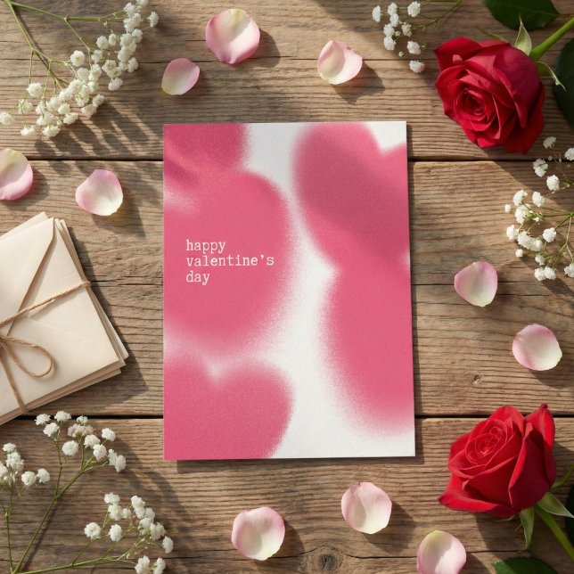 Minimal Pink Abstract Happy Valentine’s Day Postcard (Creator Uploaded)
