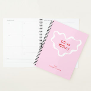 Minimal Pink and Red Personalized Name Year Planner