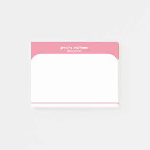 Minimal pink and white Custom Name Post-it Notes