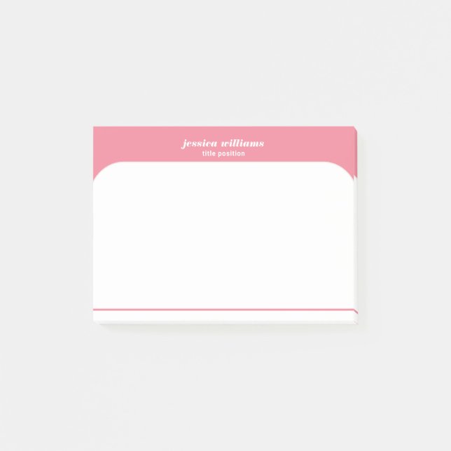 Minimal pink and white Custom Name Post-it Notes (Front)