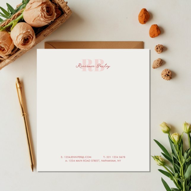 Minimal Pink and White Monogram Business Notepad (Creator Uploaded)