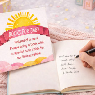 Minimal Pink And Yellow Clouds Books For Baby Enclosure Card