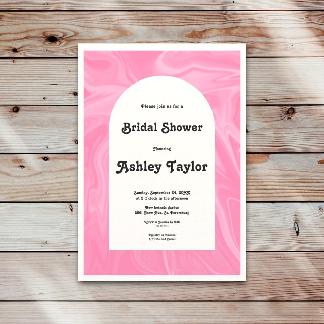 Minimal Pink Artistic Abstract Art Bridal Shower Invitation (Creator Uploaded)