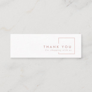 MINIMAL PINK BLUSH RECTANGLE THANK YOU SHOPPING MINI BUSINESS CARD