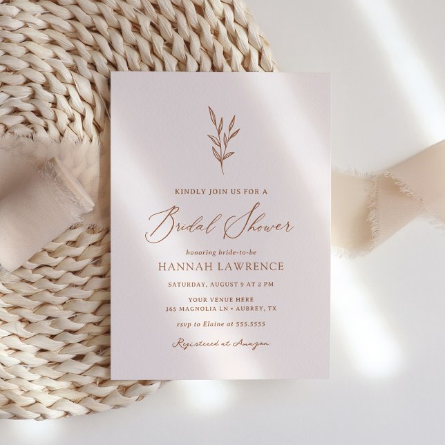 Minimal Pink Boho Bridal Shower Invitation (Creator Uploaded)