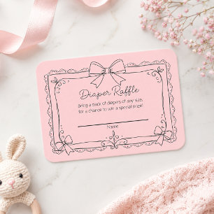Minimal Pink Bow Diaper Raffle Insert