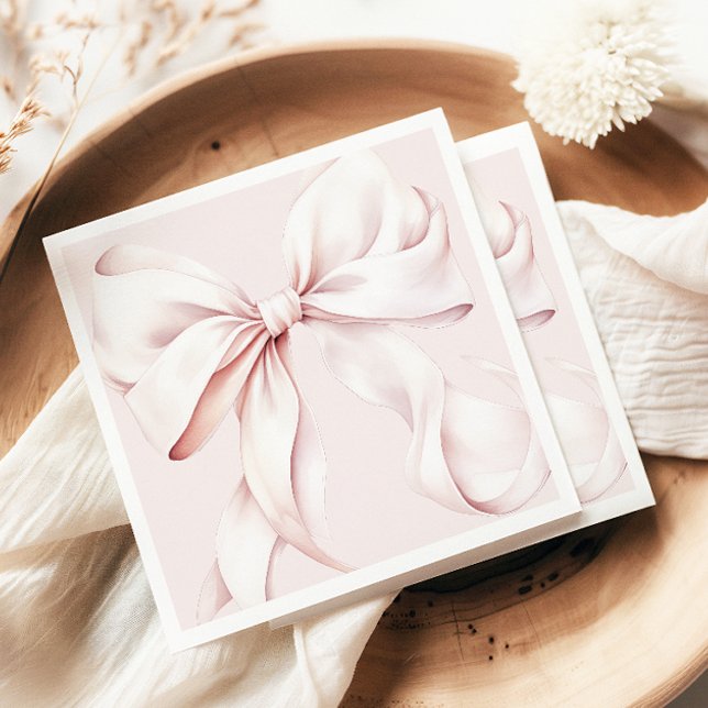 Minimal Pink Bow Paper Napkin (Creator Uploaded)