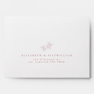 Minimal Pink Cherry Blossom Monogram Crest  Envelope