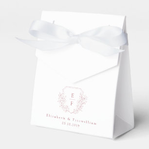Minimal Pink Cherry Blossom Monogram Crest  Favour Box