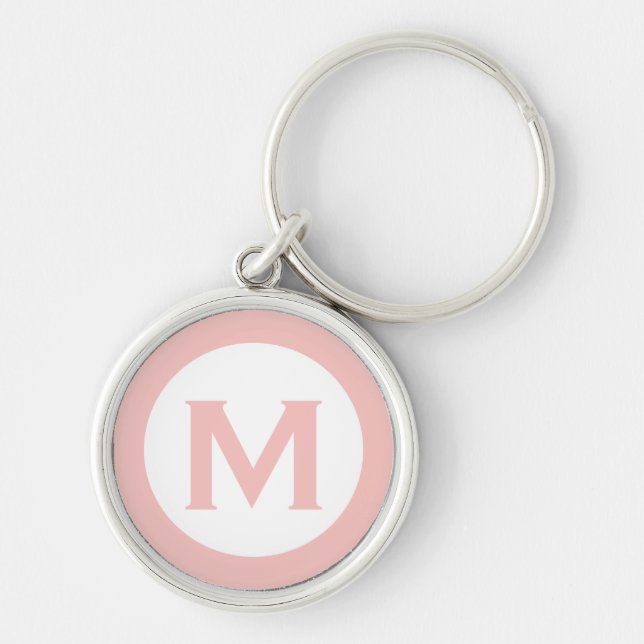 Minimal Pink Classic Monogram Initial Letter Key Ring (Front)
