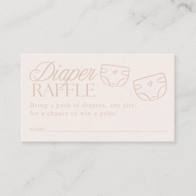 Minimal Pink Girl Baby Shower Diaper Raffle Enclosure Card (Front)