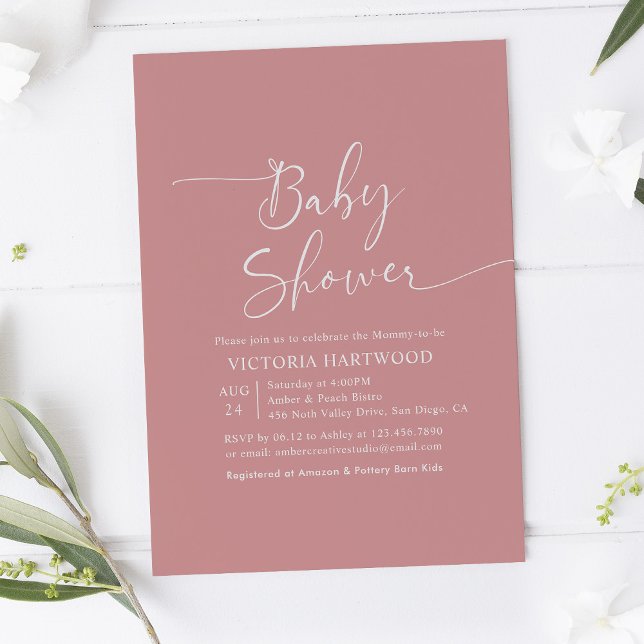Minimal Pink Girl Baby Shower Invitation (Creator Uploaded)