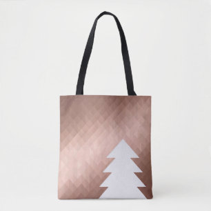 Minimal pink gold holidays xmas tree tote bag