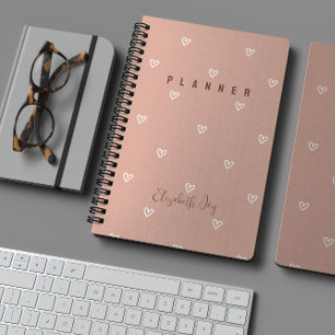 Minimal Pink Hearts Customisable Planner