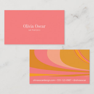 Minimal Pink Mustard Unique Abstract Marble Art  Business Card
