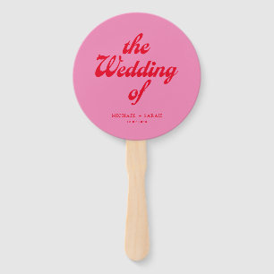 Minimal Pink Red Retro Wedding Hand Fan