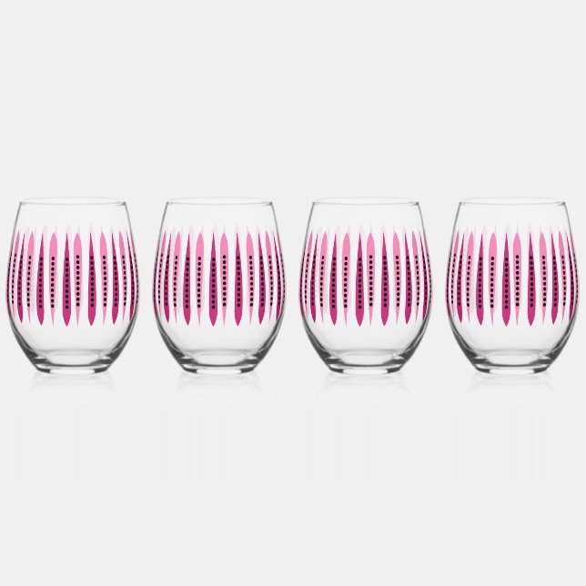 Minimal Pink Retro Inspired Stemless Wine Glass (Front)