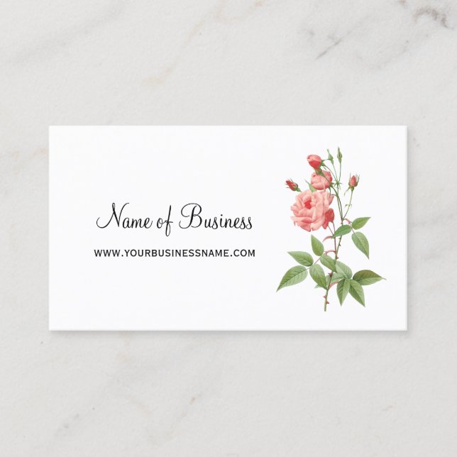 Minimal Pink Rose Business Card (Front)
