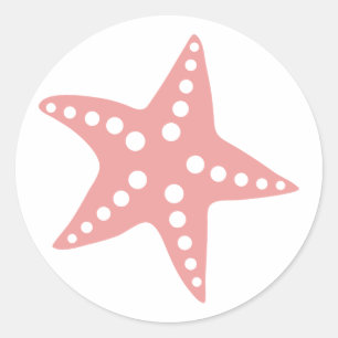 Minimal Pink Starfish Sticker, Beach Theme Classic Round Sticker