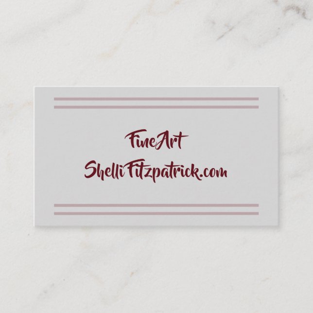 Minimal Pink Stripes on Grey Elegant Fine Artist Business Card (Front)