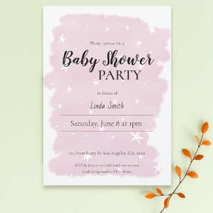Minimal Pink Watercolor Girl Baby Shower Invitation