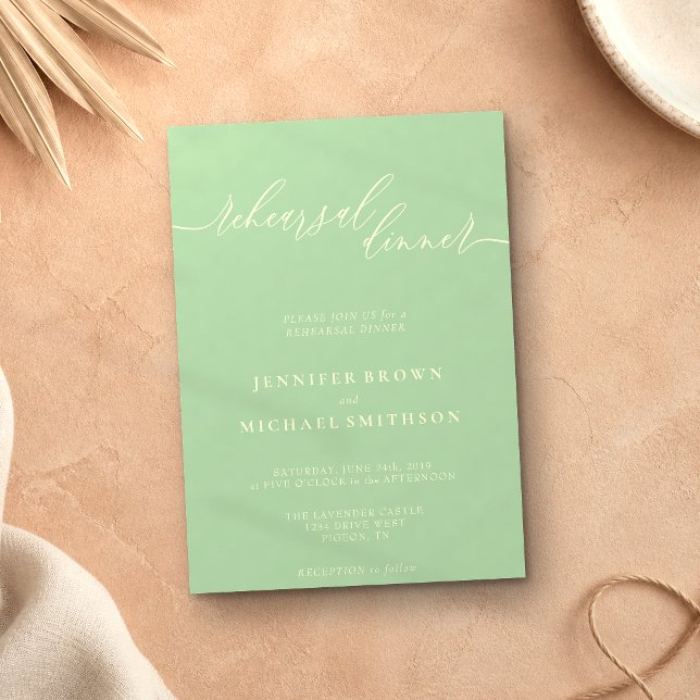 Minimal Pistachio Celebration Rehearsal Dinner Invitation (Creator Uploaded)