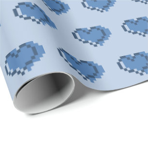 Minimal Pixel Heart Pattern Wrapping Paper