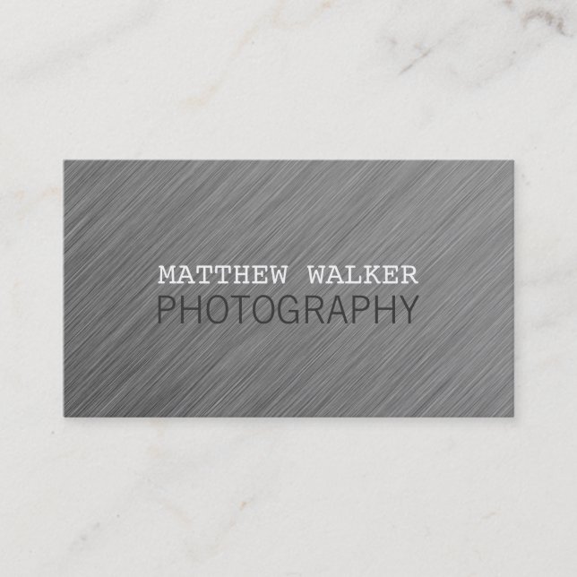 MINIMAL plain modern smart brushed aluminium look Business Card (Front)