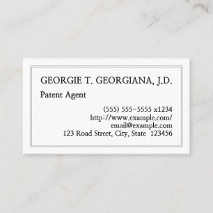 Minimal & Plain Patent Agent Business Card