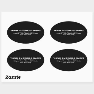Minimal Plain Texts Business Brand on Black Oval Sticker